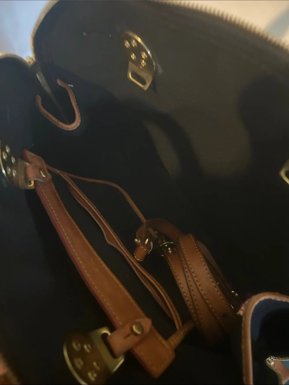 Dooney & Bourke Navy and Brown Satchel